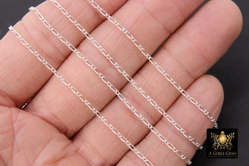 925 Sterling Silver Figaro Chains, 14 K Gold Filled 1.5 mm Unfinished 1/1 Figaro CH #847, By The Foot